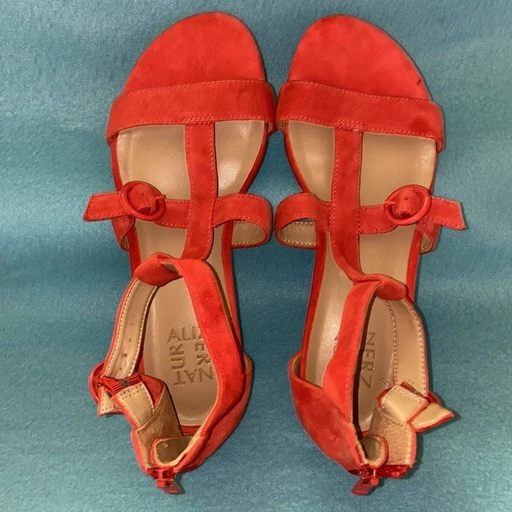 NATURALIZER Mabel suede strappy sandals adjustable zip back rust NEW size 8.5W